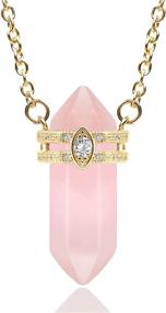 img 4 attached to Sparkle with elegance: Rose Quartz Necklace, a stunning Crystal Necklace for Women