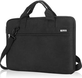 img 4 attached to 💼 VOOVA 13 13.3 Inch Laptop Sleeve Case Bag Compatible with MacBook Air/Pro 13, Surface Laptop/Book 4 3 2 13.5, HP Dell XPS 13 Chromebook – Upgrade Protective Computer Carrying Briefcase with Strap, Black