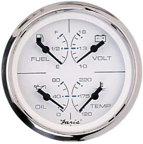 img 1 attached to Faria 33851 Chesapeake Stainless Steel Multifunction Gauge - Fuel Level/Oil PSI (80 PSI)/Water Temp (100-250°F)/Voltmeter (10-16 VDC) - 4-inch, White