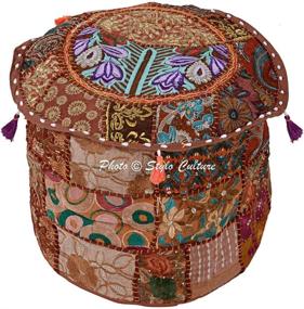 img 4 attached to Stylo Culture Traditional Patchwork Embroidered Home Decor and Poufs