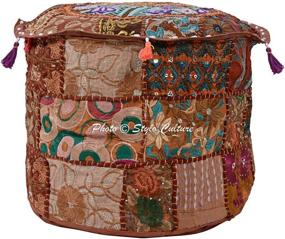 img 3 attached to Stylo Culture Traditional Patchwork Embroidered Home Decor and Poufs