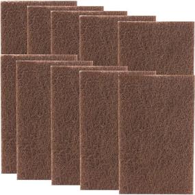 img 4 attached to 🧽 Non-Scratch, Heavy Duty XL Brown Scouring Pads - 10 Pack of Scrubber Tools for Cleaning Stainless Steel Pots, Pans, Grills, Griddles, Outdoor Railings, and Tiles