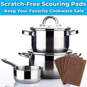 img 2 attached to 🧽 Non-Scratch, Heavy Duty XL Brown Scouring Pads - 10 Pack of Scrubber Tools for Cleaning Stainless Steel Pots, Pans, Grills, Griddles, Outdoor Railings, and Tiles