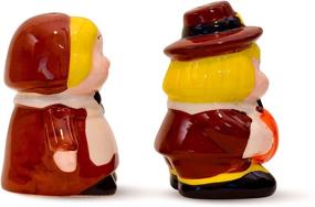 img 2 attached to Holiday Salt and Pepper Shakers - Pilgrim Couple Ceramic Set for Holiday Decor by Barclay’s Buys