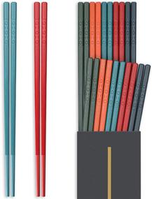 img 4 attached to 🥢 Hiware 10 Pairs Reusable Chopsticks - Dishwasher Safe, Non-Slip Japanese Style Chop Sticks Set (9.5 Inch)