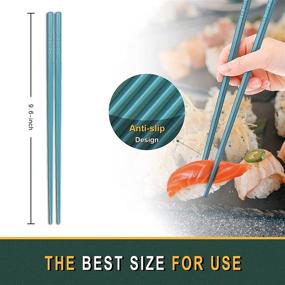 img 3 attached to 🥢 Hiware 10 Pairs Reusable Chopsticks - Dishwasher Safe, Non-Slip Japanese Style Chop Sticks Set (9.5 Inch)