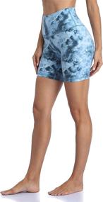 img 4 attached to 🩲 YUNOGA High Waisted Yoga Short with 6" Inseam: Performance Athletic Biker Shorts for Women