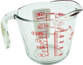 img 1 attached to 📏 Anchor Hocking 2 Cup Glass Measuring Cup - Clear Glass with Red Lettering (Anc-9439) - Accurate and Reliable for Precise Measurements