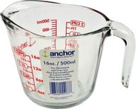 📏 anchor hocking 2 cup glass measuring cup - clear glass with red lettering (anc-9439) - accurate and reliable for precise measurements logo