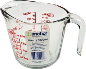 img 2 attached to 📏 Anchor Hocking 2 Cup Glass Measuring Cup - Clear Glass with Red Lettering (Anc-9439) - Accurate and Reliable for Precise Measurements