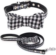 🐶 petcare bow tie dog collar and leash set - cute, fancy, soft, double microfiber - adjustable pet puppy collar for extra small, small, medium dogs and cats - ideal for girls and boys - perfect for doggy pulling and walking logo