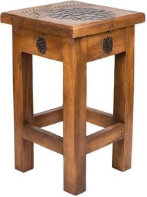 img 2 attached to 🌲 18 Inch End Table: Handcrafted from Acacia Hardwood with Exquisite Pinecone Carving