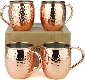 img 3 attached to PG Copper/Rose Gold Plated Stainless Steel Moscow Mule Mug - Authentic Traditional Design (19oz) - Bar Gift Set 4 - Factory Direct - Dimple Finish Hollow Handle!