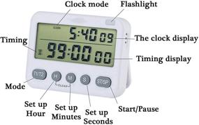 img 3 attached to ⏰ Digital Kitchen Timer - Versatile 24 Hour Time Clock, Alarm Clock, and Cooking Timer with Dual Channels, Large LED Display and Indicator Light for Precise Cooking and Baking