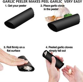 img 1 attached to 🔴 Premium Stainless Steel Garlic Press Set - Easy to Operate and Clean, with Rocker and Peeler, Kitchen Tools in Vibrant Red