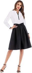 img 1 attached to Womens Pleated Vintage Skirt - Skater Style Women's Clothing for Skirts