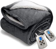 🔌 marquess queen electric blanket: sherpa and reversible flannel, 10 heat settings/10h auto-off, dual controllers (84x90'', grey) - cozy and washable heating comfort logo