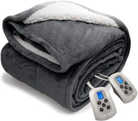 img 4 attached to 🔌 MARQUESS Queen Electric Blanket: Sherpa and Reversible Flannel, 10 Heat Settings/10h Auto-Off, Dual Controllers (84x90'', Grey) - Cozy and Washable Heating Comfort
