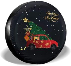 img 4 attached to KiuLoam Christmas Tree And Red Truck Spare Tire Cover Polyester Universal Sunscreen Waterproof Wheel Covers For Jeep Trailer RV SUV Truck And Many Vehicles (14&#34