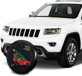 img 1 attached to KiuLoam Christmas Tree And Red Truck Spare Tire Cover Polyester Universal Sunscreen Waterproof Wheel Covers For Jeep Trailer RV SUV Truck And Many Vehicles (14&#34