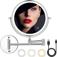 🪞 8-inch 1x/10x magnifying lighted makeup mirror with adjustable light, usb rechargeable, touch screen, 3 color modes, extendable mirror - wall mounted cosmetic mirror for women - perfect gift! logo