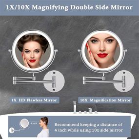 img 1 attached to 🪞 8-inch 1X/10X Magnifying Lighted Makeup Mirror with Adjustable Light, USB Rechargeable, Touch Screen, 3 Color Modes, Extendable Mirror - Wall Mounted Cosmetic Mirror for Women - Perfect Gift!