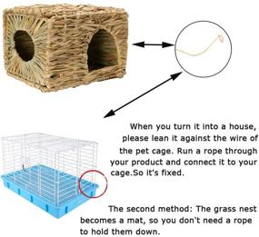 img 1 attached to 🏡 Tfwadmx Rabbit Grass House: Natural Hand Woven Seagrass Play Hay Bed and Hideaway Hut Toy for Bunny, Hamster, Guinea Pig, Chinchilla, and Ferret