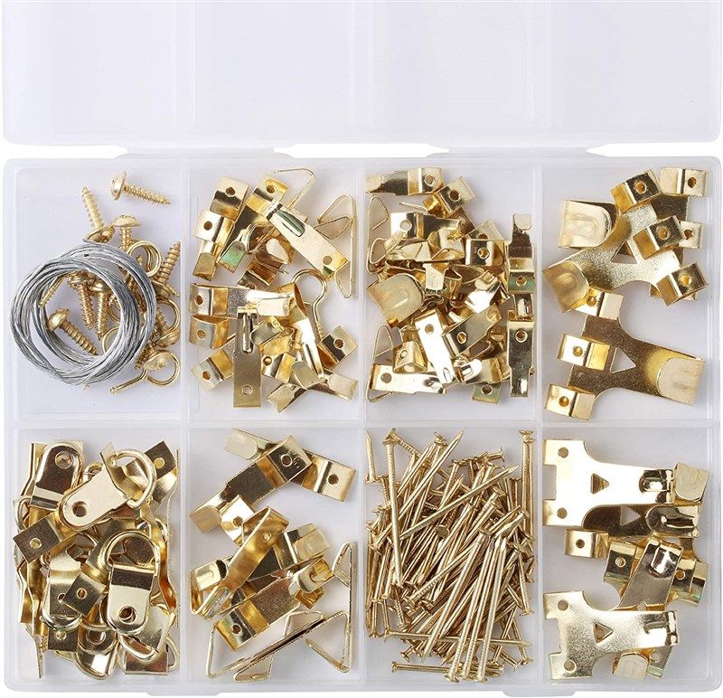 Heavy Duty Picture Wire Hanging Kit - D-Ring, Screws, Hanging