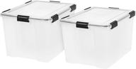 📦 iris usa 74 quart weathertight plastic storage bin tote organizing container with durable lid and latching buckles, 2 pack: secure and weatherproof storage solution logo