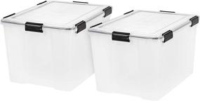 img 4 attached to 📦 IRIS USA 74 Quart Weathertight Plastic Storage Bin Tote Organizing Container with Durable Lid and Latching Buckles, 2 Pack: Secure and Weatherproof Storage Solution