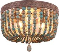 🏝️ bohemian boho beachy wood bead ceiling lights in grey-blue, ideal for entryway, hallway, and bedroom logo