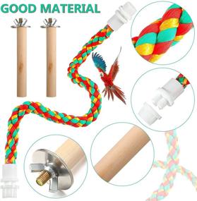 img 3 attached to 🐦 Set of 4 Bird Perch Rope Toys: 22-Inch & 12-Inch Lightweight Comfortable Perches for Parrot, incl. Bungee Standing Stick, Ideal for Climbing, Chewing & Cage Accessories