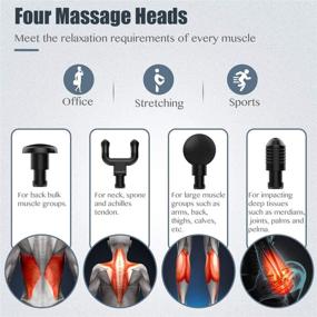 img 2 attached to 🔴 Quiet Handheld Portable Deep Tissue Percussion Massage Gun for Neck, Back, and Body Relaxation - Mini Massager for Athletes with 5 Speeds and 4 Massage Heads (Red)