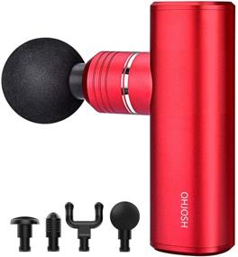 img 4 attached to 🔴 Quiet Handheld Portable Deep Tissue Percussion Massage Gun for Neck, Back, and Body Relaxation - Mini Massager for Athletes with 5 Speeds and 4 Massage Heads (Red)