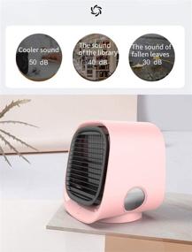 img 3 attached to Portable Air Conditioner Personal Cooler Fan - Mini Humidifier with Night Light - 3-Speed Silent Purifier Mist Cooling Desk Fan with Leak-Proof Built-In Tray for Home, Office, and Outdoor Use