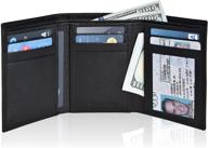 premium slim leather rfid trifold wallet: stylish men's accessories for secure card and cash organization logo