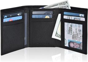 img 4 attached to Premium Slim Leather RFID Trifold Wallet: Stylish Men's Accessories for Secure Card and Cash Organization