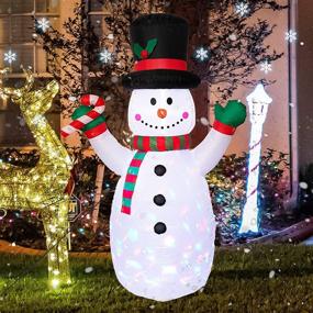 img 4 attached to MUMTOP 7 FT Christmas Inflatable Snowman: Festive Blow Up Party Decor with LED Lights for Indoor/Outdoor Yard Garden