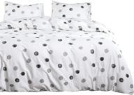 🌑 wake in cloud - queen size dotted white comforter set, 100% cotton fabric with soft microfiber fill beddings, gray grey watercolor dots printed (3pcs) logo