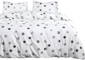 img 4 attached to 🌑 Wake In Cloud - Queen Size Dotted White Comforter Set, 100% Cotton Fabric with Soft Microfiber Fill Beddings, Gray Grey Watercolor Dots Printed (3pcs)