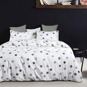 img 3 attached to 🌑 Wake In Cloud - Queen Size Dotted White Comforter Set, 100% Cotton Fabric with Soft Microfiber Fill Beddings, Gray Grey Watercolor Dots Printed (3pcs)