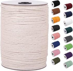 img 4 attached to 🧶 220Yards XKDOUS 3mm Natural Cotton Macrame Cord - Ideal for Wall Hangings, Plant Hangers, Crafts, Knitting, Decorative Projects - Soft Undyed Cotton Rope for Enhanced SEO