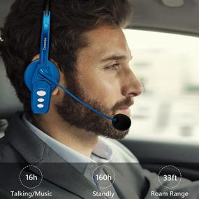 img 1 attached to 🎧 Беспроводные наушники Bluetooth V5.0 с шумоподавляющим микрофоном - длительное время разговора до 16 часов для водителей грузовиков, домашнего офиса