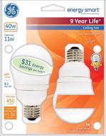ge lighting 49687 energy smart cfl 11-watt (40-watt equivalent) 450-lumen a17 light bulb with medium base, 2-pack логотип