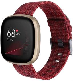 img 4 attached to KEYSJEFF Nylon Straps Compatible With Fitbit Versa 3 Bands/Fitbit Sence Bands Soft Breathable Fabric Woven Watch Straps Replacement Wristband For Men Women XY64008 (#10