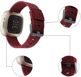 img 1 attached to KEYSJEFF Nylon Straps Compatible With Fitbit Versa 3 Bands/Fitbit Sence Bands Soft Breathable Fabric Woven Watch Straps Replacement Wristband For Men Women XY64008 (#10
