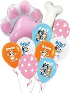 🎈 set of 10 blue dog birthday party balloons, blue dog party supplies, bingo game theme, kids birthday decorations (pink) логотип