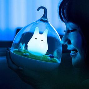 img 4 attached to 🐰 WOMHOPE Rechargeable Hand-held Tap Sensor Vibration Cage Lamp Night Lights for Kids, Baby - Blue Bunny Design. Perfect Valentines Gift and Outdoor Lamp