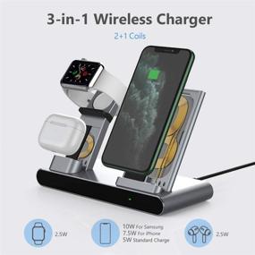 img 2 attached to 🔌 Yootech 3 in 1 Fast Wireless Charger, Metal Wireless Charging Station with Adapter, Compatible with iPhone SE 2020/11/XS Max/8 (7.5W), AirPods Pro (2.5W), Apple Watch (No iWatch Charging Cable)