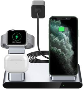 img 4 attached to 🔌 Yootech 3 in 1 Fast Wireless Charger, Metal Wireless Charging Station with Adapter, Compatible with iPhone SE 2020/11/XS Max/8 (7.5W), AirPods Pro (2.5W), Apple Watch (No iWatch Charging Cable)